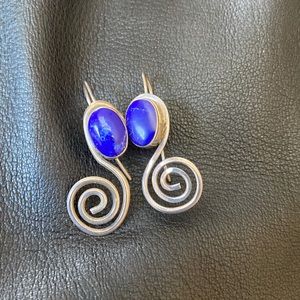 Lapis 925 sterling silver earrings made in Mexico